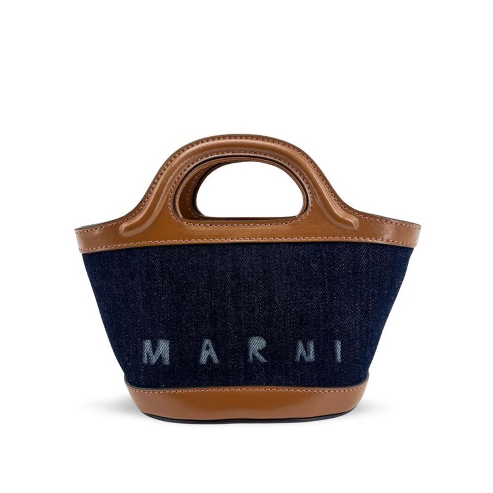 Marni Tropicalia Micro Denim Tote Bag Navy Brown